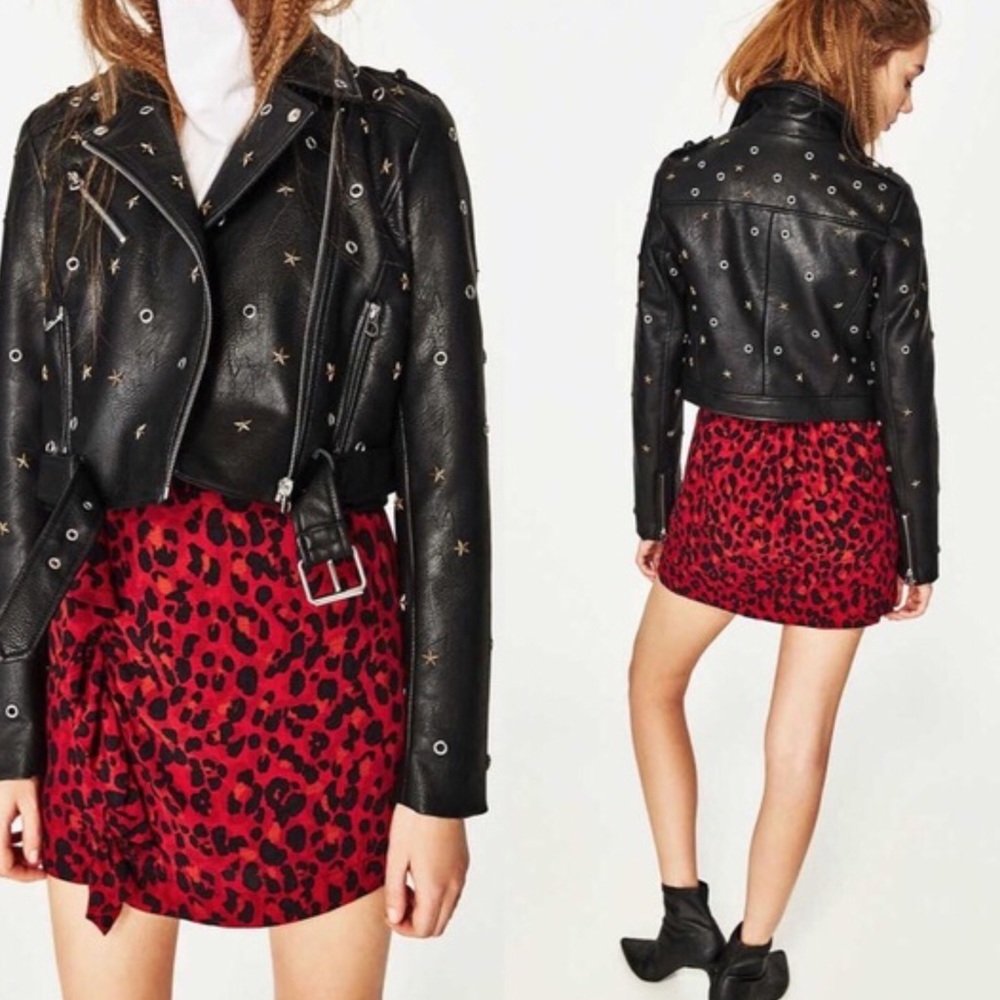 ✨Zara Star Embellished Biker Jacket ⭐️